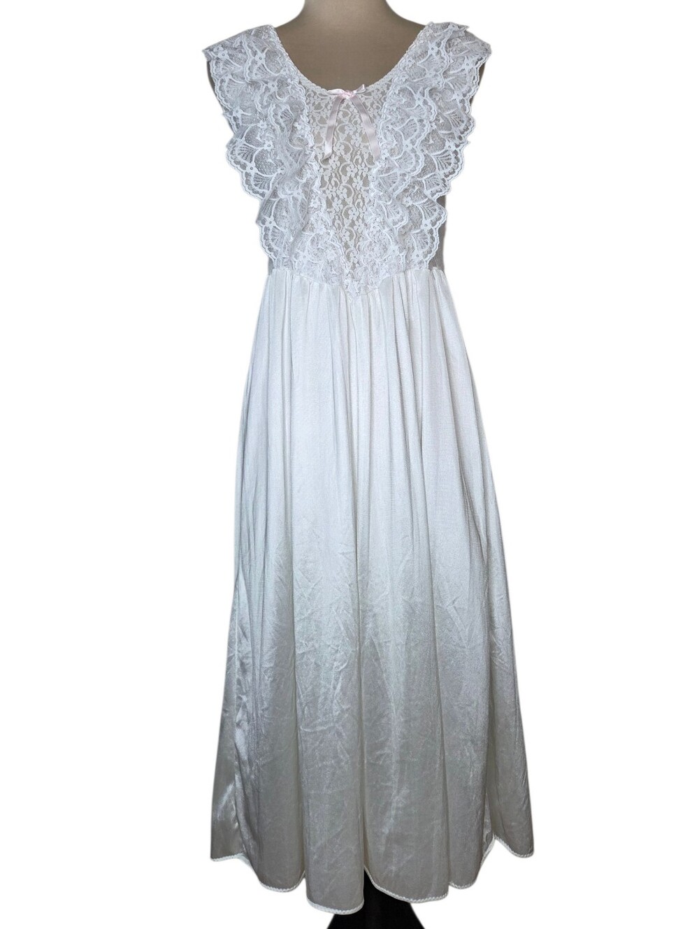 Vintage Sears White Lace Ruffle Nightgown USA Balletcore Cottagecore Romantic M